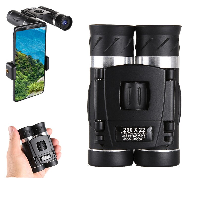 200x22 300x25 Powerful Binoculars Outdoor Camping Travel Hunting Folding Mini Pocket Telescope Mobile Phone Smartphone Telescope