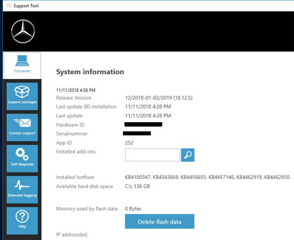 2018.12 MB Star Diagnostic SD Connect C4/C5 Xentry OpenShell Software WIN7 Dell 500GB HDD Vediamo & DTS Monaco