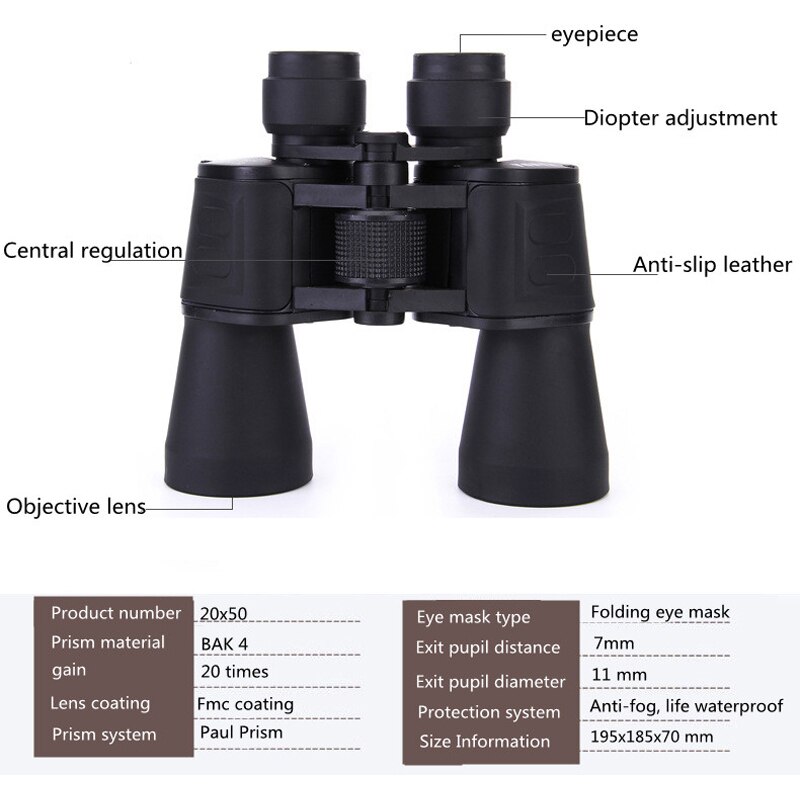 New 20x50 Camouflage Military Binoculars Long Range Large Eyepiece Powerful Telescopes Low Light Night Vision Hunting Telescope