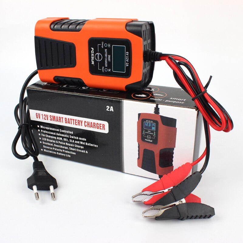 2A Fully-Automatic Smart Charger, 6V and 12V Battery Charger, Battery Maintainer, Trickle Charger, Battery Desulfator