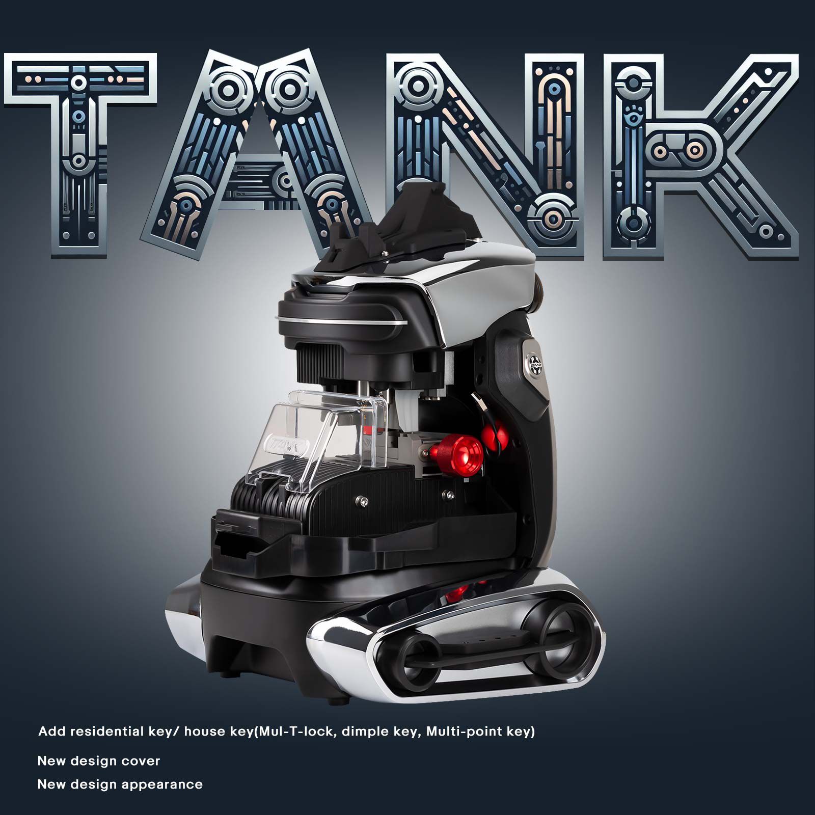 2024 2M2 TANK 2 Pro TANK II Pro CNC Key Cutting Machine Add House Keys Mul-T-lock, Dimple, Multi-point Keys with Protective Shell Mobile APP Control
