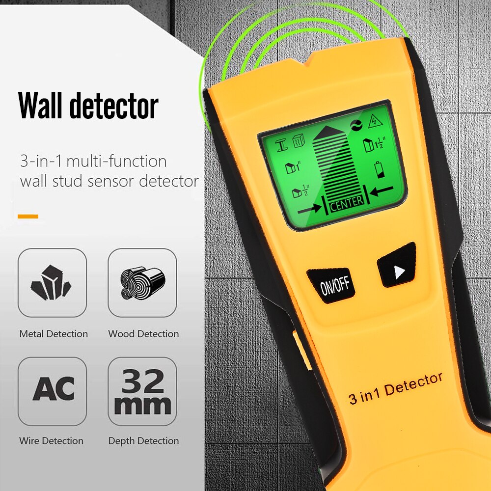 3 In 1 Metal Detector Find Metal Wood Studs AC Voltage Live Wire Detect Wall Scanner Electric Box Finder Wall Detector