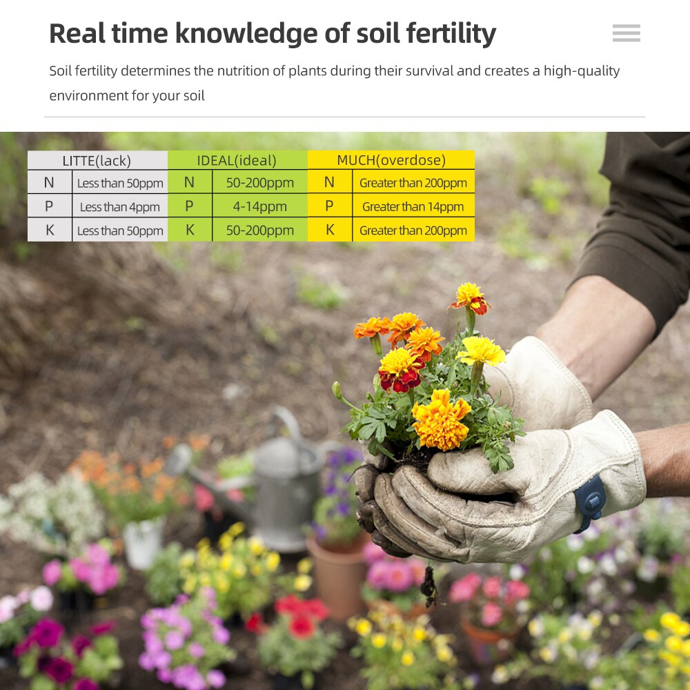 3 in 1 Soil Moisture Fertility Meter Water PH Tester Fertility Soil Meter Gardening Tool For Lawn/Outdoor/Indoor Use