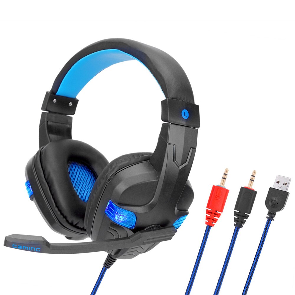 3.5mm Camouflage PC Gaming Headset with USB Light Over Ear Headphone with Cable Volume Controll Headphones with Mic Wired