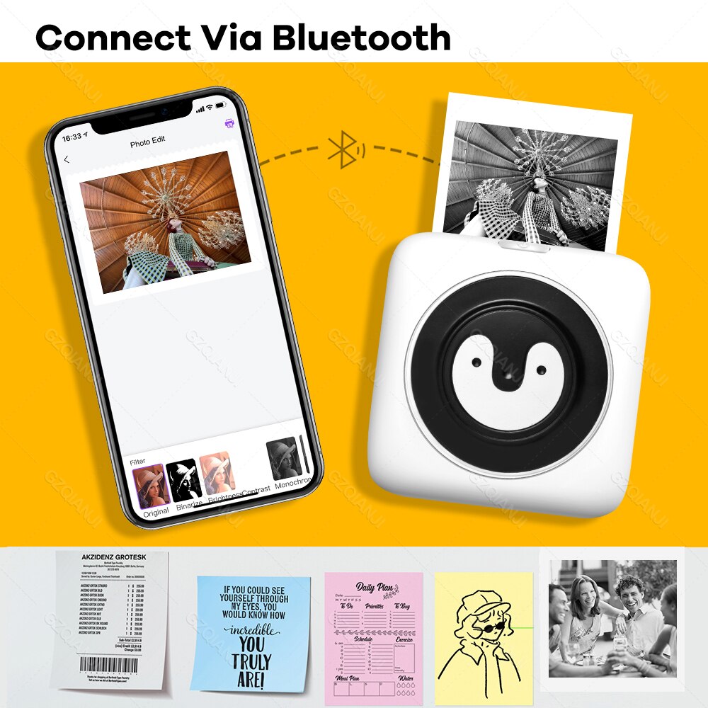 304DPI Photo Printer Bluetooth Wireless Connected Via Phone Free App For Android and iOS Label Sticker Printer