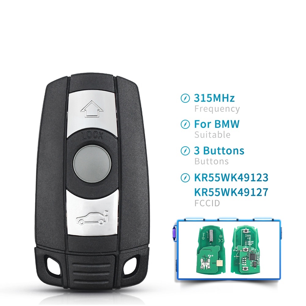 315MHz/868MHz 3 Buttons Car Remote Control Key For BMW E60 E61 E70 E71 E72 E81 E82 E87 E88 Fob PCF7945 Chip KR55WK49123