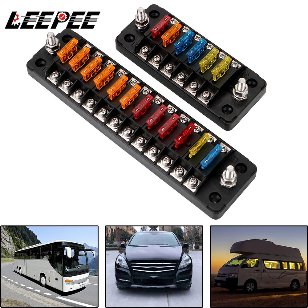 32V 75A Fuse Box Holder Flame Retardant 6 Ways 12 Ways Blade Fuse Block With Double Fuses Cover For Auto Car Marine Trike