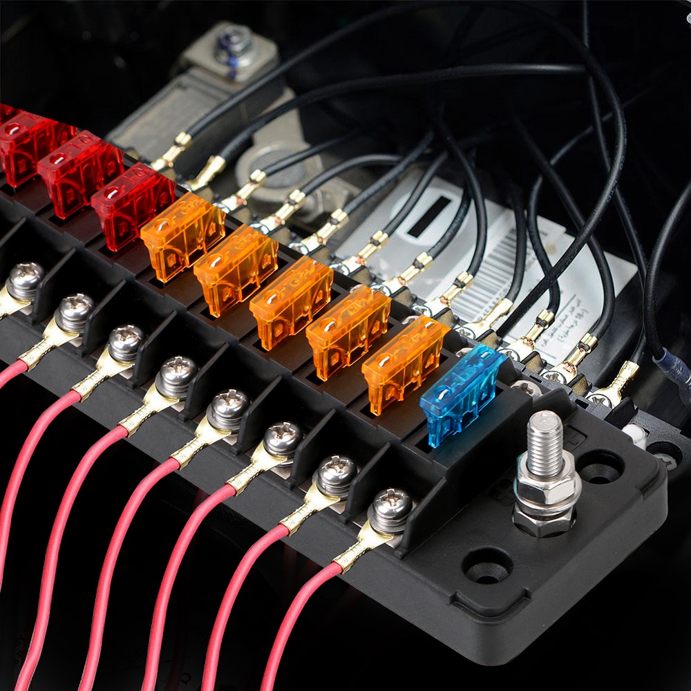 32V 75A Fuse Box Holder Flame Retardant 6 Ways 12 Ways Blade Fuse Block With Double Fuses Cover For Auto Car Marine Trike