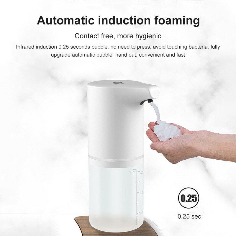 350ml Bathroom Automatic Soap Dispenser USB Charging Infrared Induction Foam Kitchen Hand Sanitizer Touch Bathroom Accessories