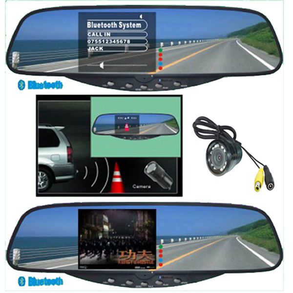 3.5 3.5"TFT Bluetoth Handsfree kits--Bluetooth Stereo Handsfree Rearview Mirror NEW