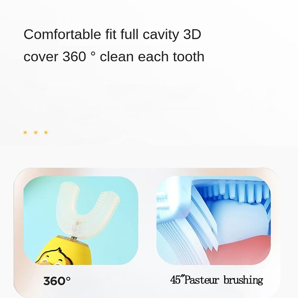 360 Degrees Children Sonic Toothbrush Intelligent Automatic Toothbrush Electric USB Rechargeable Ultrasonic U Shape Tooth Brush