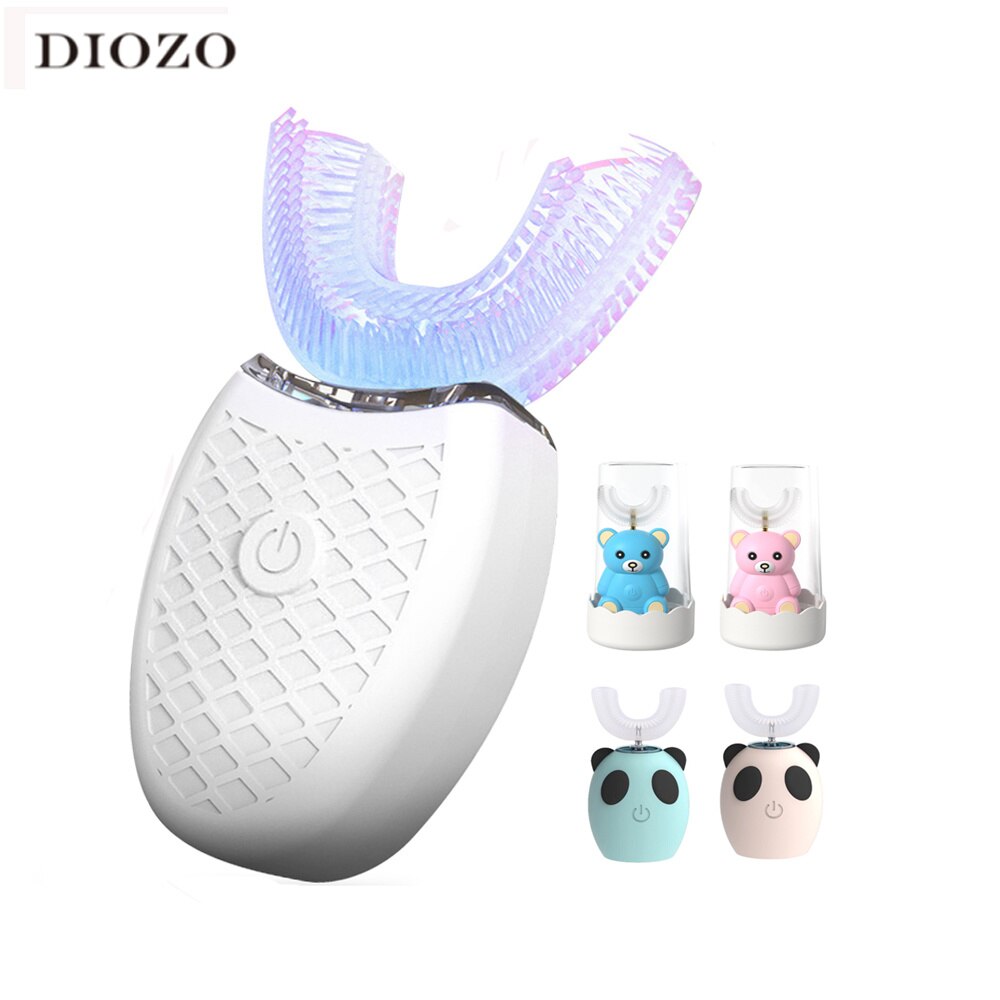 360 Degrees Intelligent Automatic Sonic Electric Toothbrush U Type 4 Modes Tooth Brush USB Charging Tooth Whitening Blue Light
