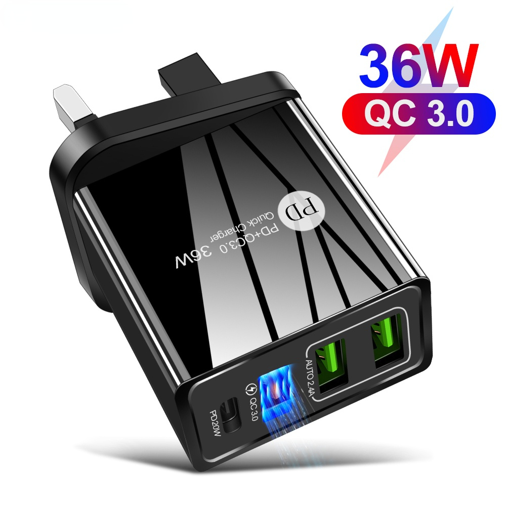 36W 4 Port Type C Quick Charge 3.0 EU UK US USB C Charger Fast Charging PD Mobile Phone Charger For iphone Samsung Xiaomi