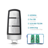 3C0959752BA 3BT Keyless Uncut Smart Remote Key Fob 433MHZ ID48 Chip For VolksWagen VW Passat B6 3C B7 Magotan CC Car Key