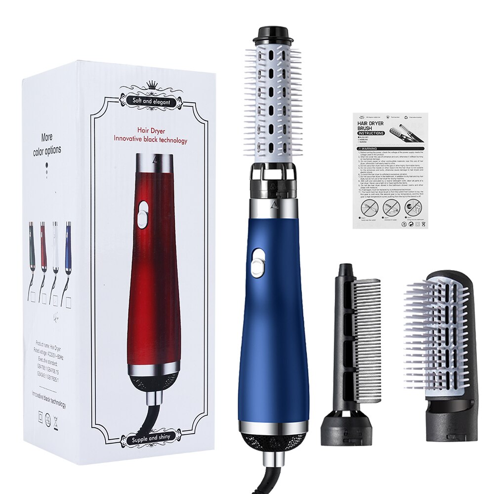 3In1 Hair Dryer Brush Electric Blow Dryer Comb Hair Curling Wand Detachable Barber Brush Kit Negative Ion Curler Straightener