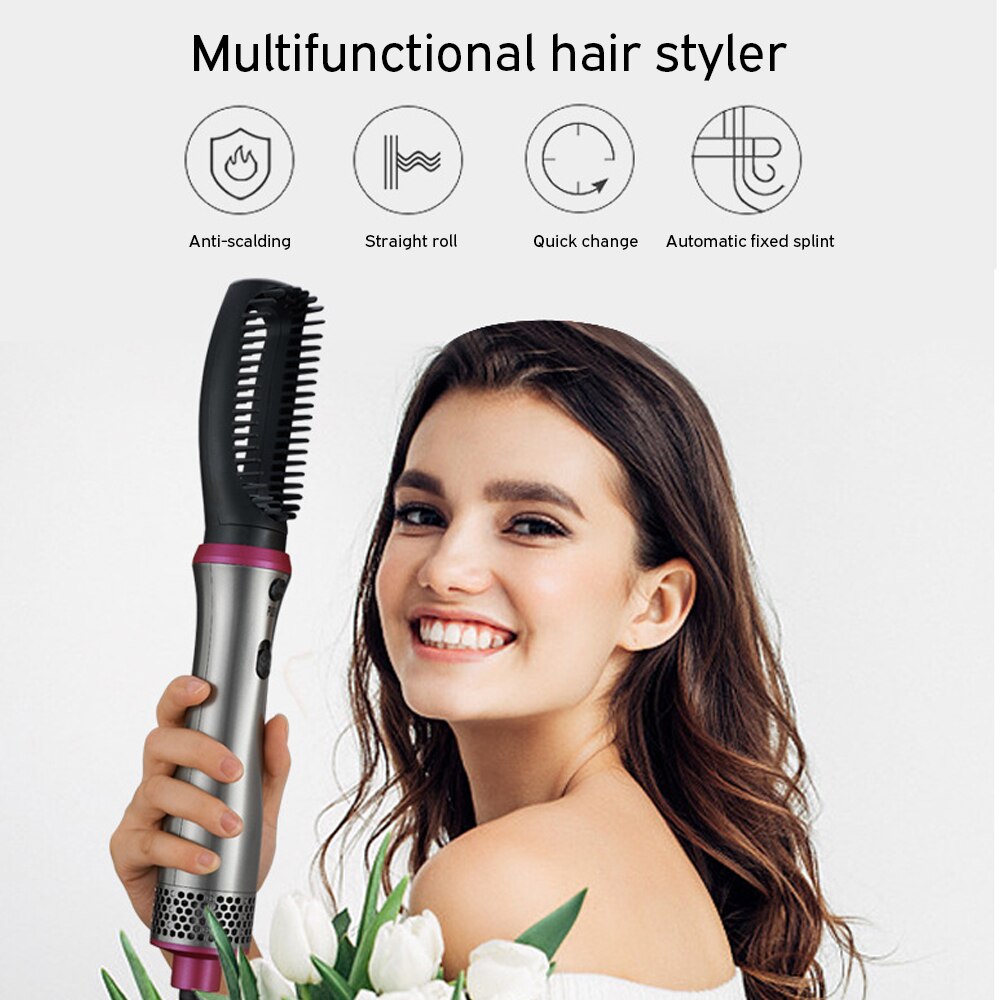 3In1 Hair Dryer Brush Electric Blow Dryer Comb Hair Curling Wand Detachable Barber Brush Kit Negative Ion Curler Straightener