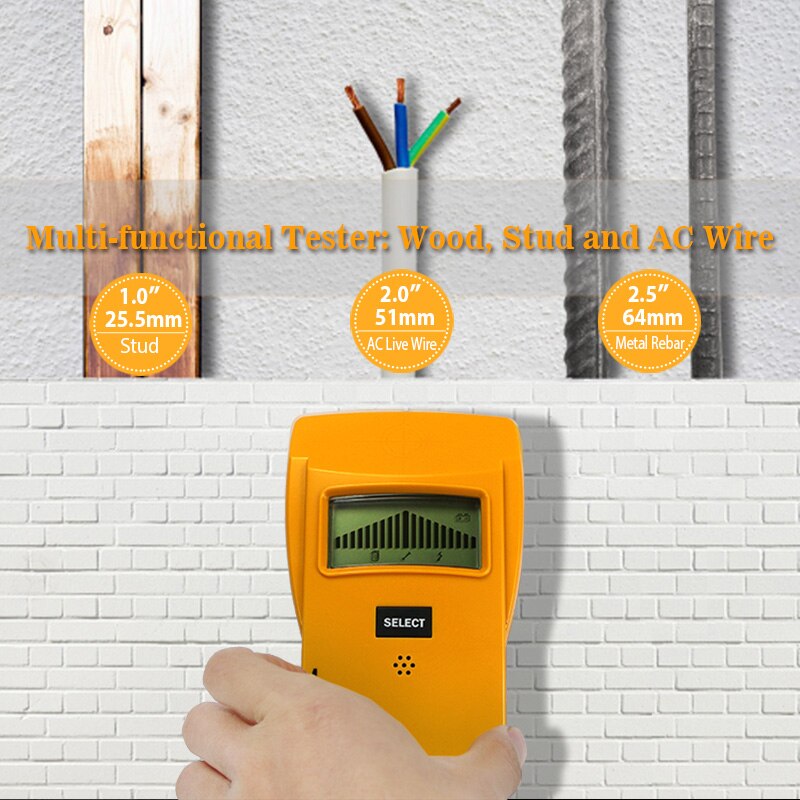 3In1 Metal Detector Find Meta lWood Studs AC Voltage Live Wire Detect Wall Scanner Electric Finder Wall Detector TS79