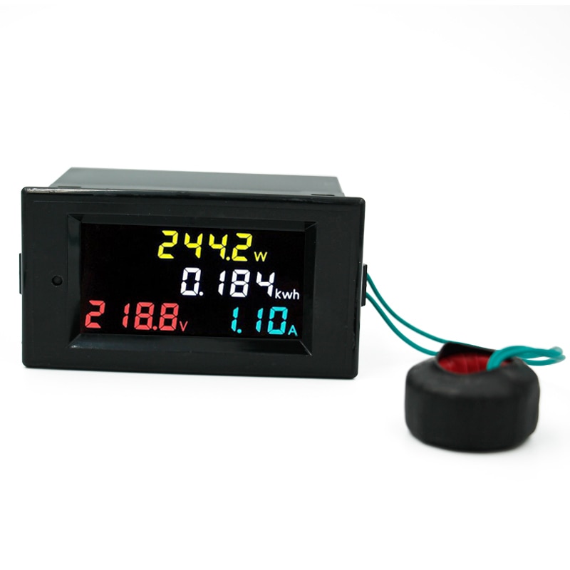 4 in 1 HD Color Screen 180 Degrees Flawless LED Voltmeter Ammeter voltage current Power Energy Monitor AC 80-300V 100A 40% off