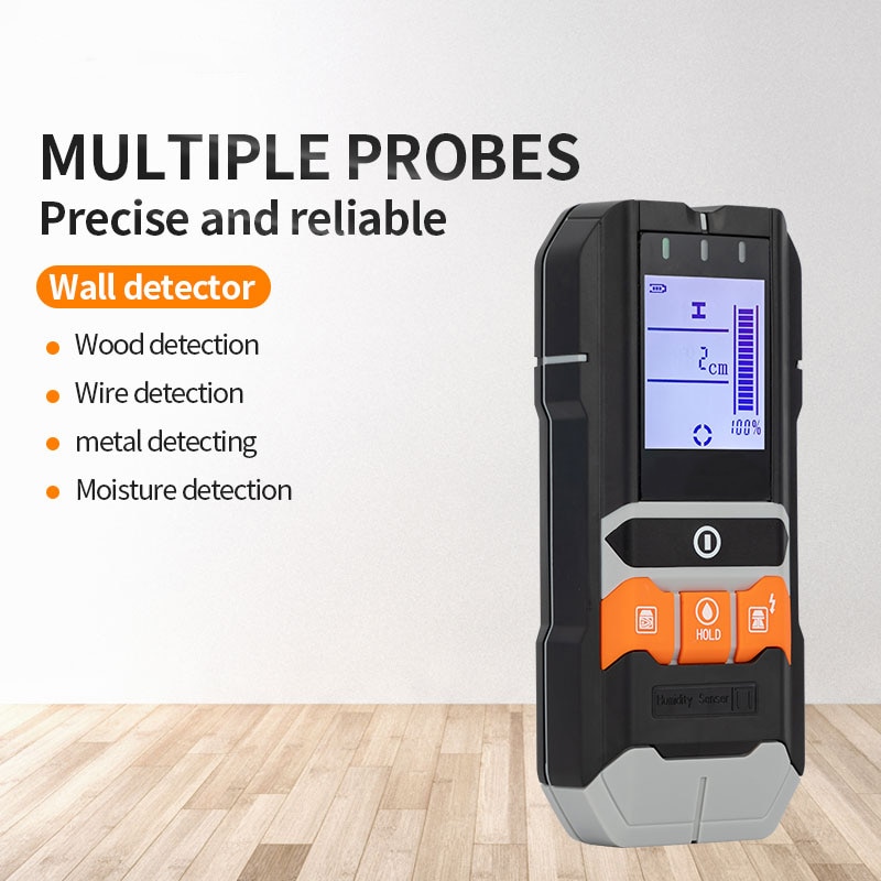 GD213 GD216 4 in 1 Metal Detector Wall Wiring Wood Depth Moisture Detector Meter Wall Scanners Stud Finder AC Voltage Live Wire Tracker