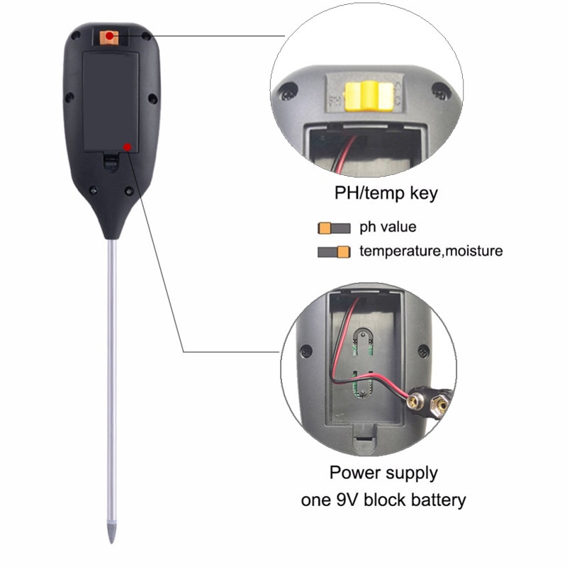 4 in 1 Soil pH Tester Digital Soil Moisture Meter PH Meter Temp Sunlight Tester for Garden Farm Lawn Plant Soil Tester 40%off