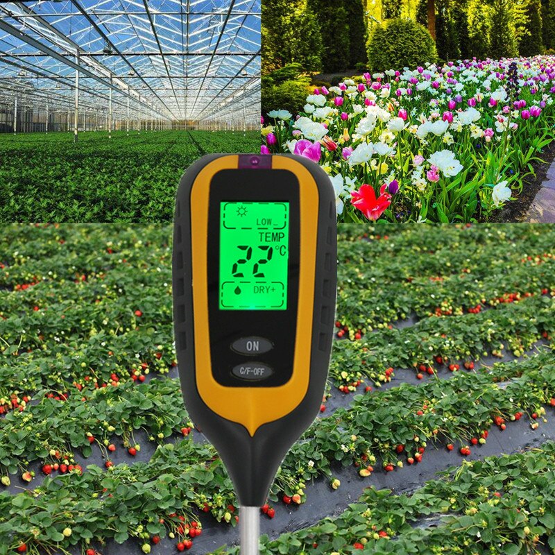 4 in 1 Soil pH Tester Digital Soil Moisture Meter PH Meter Temp Sunlight Tester for Garden Farm Lawn Plant Soil Tester 40%off