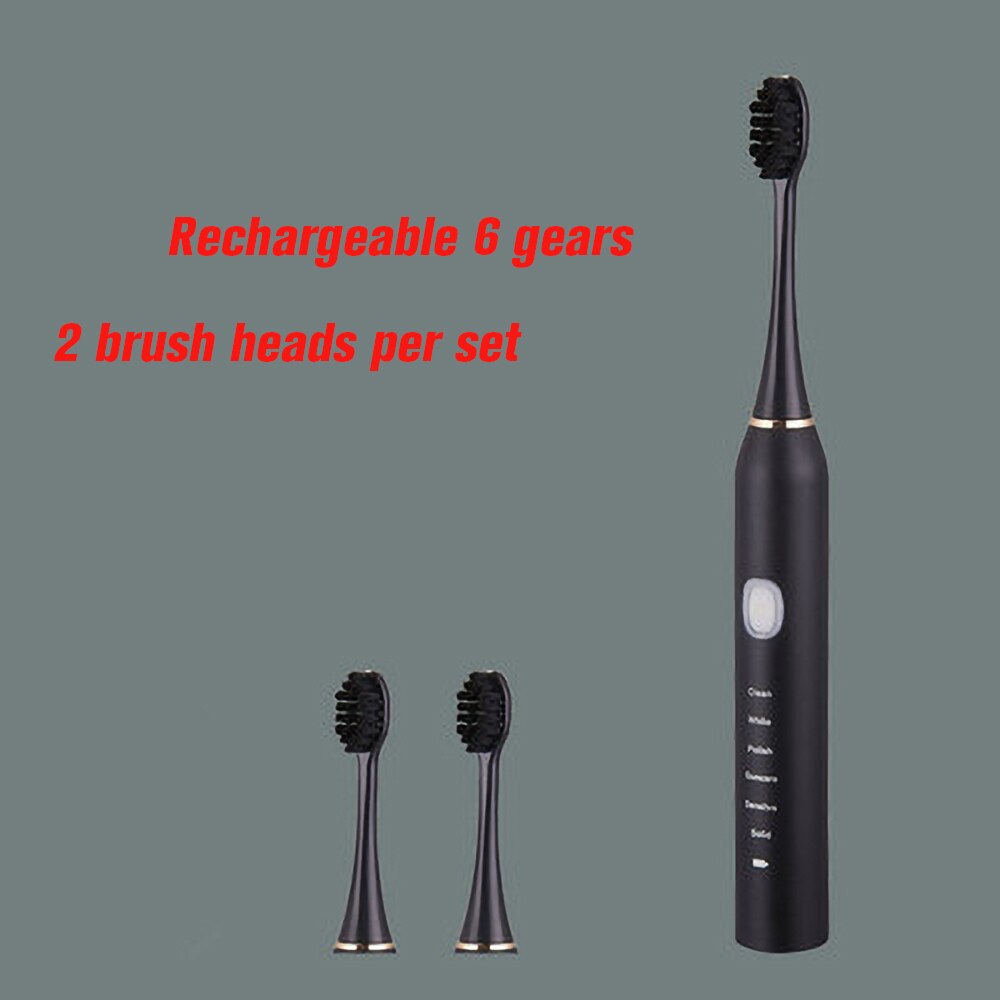 4 Pcs Electric Toothbrush Head Usb Charging Smart Sonic Six-Speed Adult Waterproof Soft Hair Vibrating Toothbrush Head