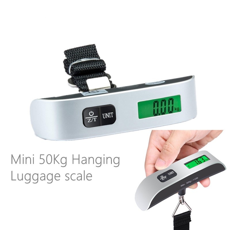 40kg Mini baggage scale 50kg/110lb Hanging Digital Electronic Luggage Scale Portable Suitcase Travel Hook Hanging Scale 40%off