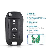 433MHz HELLA ID46 Car Remote Flip Key Citroen C4 Cactus 2014+ For Peugeot 208 2008 301 308 5008 508 Hella VA2 HU83 Blade