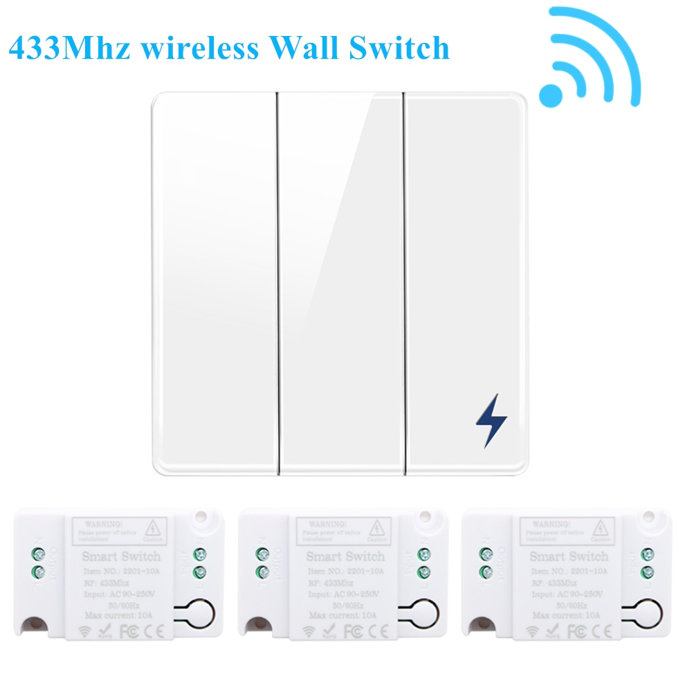 433Mhz Wireless Wall Switch RF Smart Switch Receiver Module Panel Transmitter Safety Remote Control  Relay Controller For Lamp