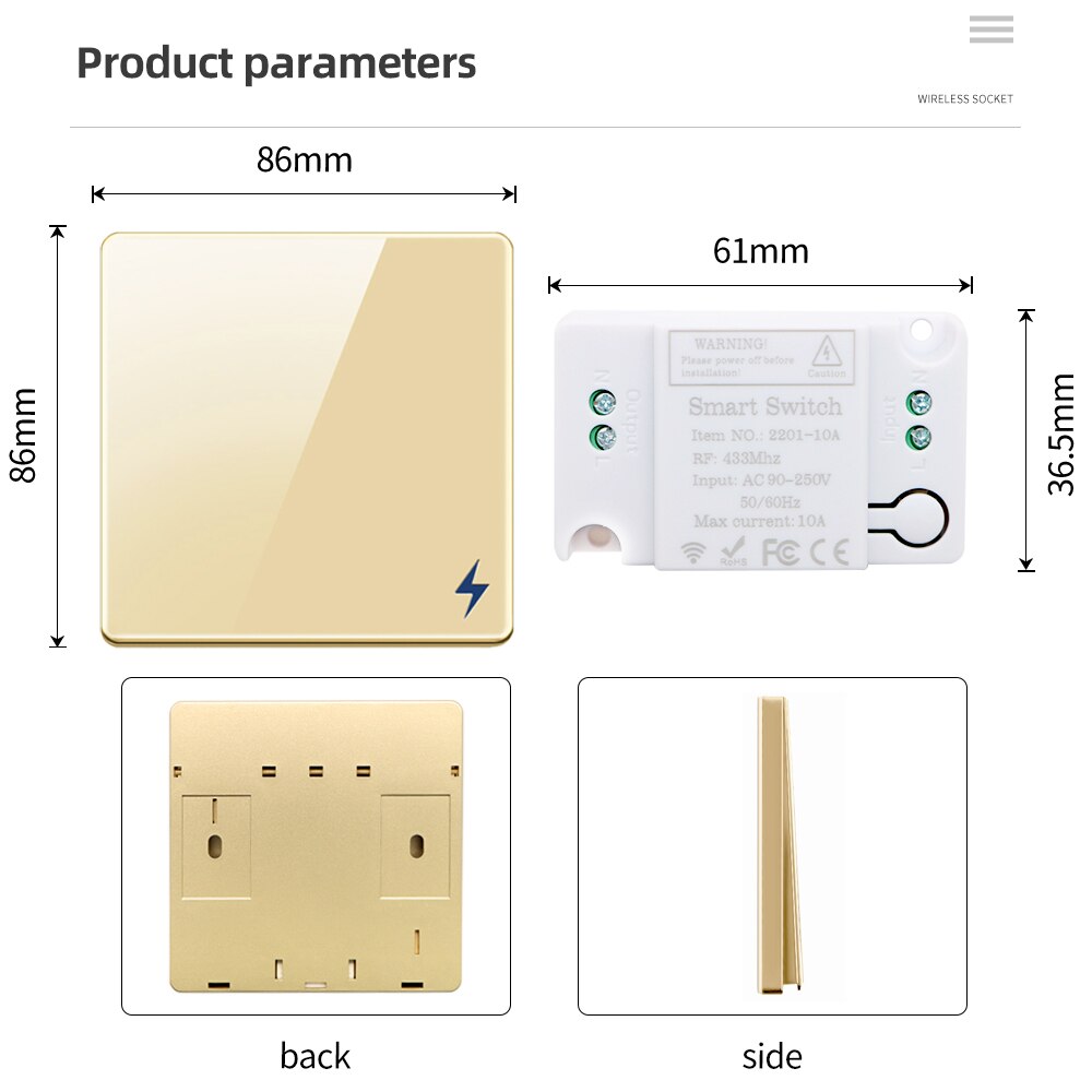 433Mhz Wireless Wall Switch RF Smart Switch Receiver Module Panel Transmitter Safety Remote Control  Relay Controller For Lamp