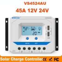 45A Solar Charge Controller 12V 24V Auto VS4524AU PWM Charge Controller with Built in LCD Display and Double USB 5V Port