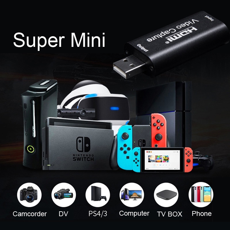4K Video Capture Card USB3.0 2.0 HDMI Video Grabber Record Box for PS4 Game DVD Camcorder Camera Recording Live Streaming