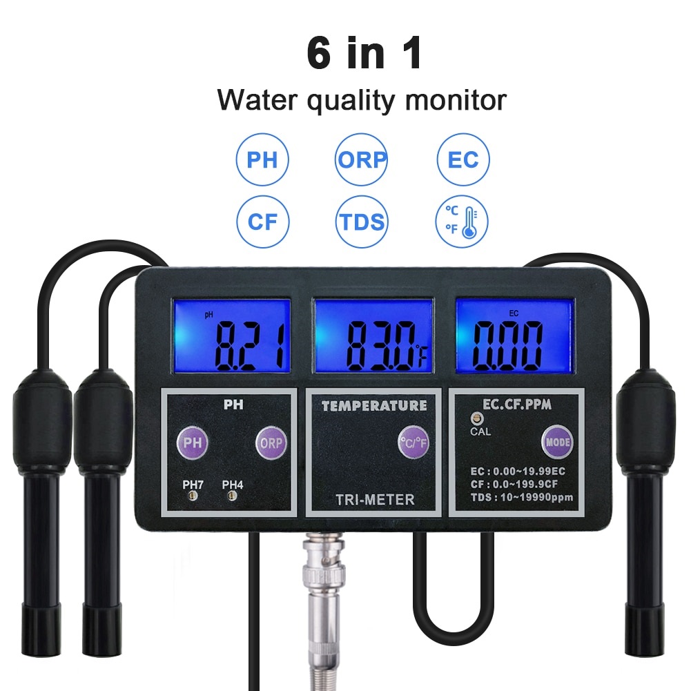 New 5 In 1 PH/ORP/TDS/EC/TEMP Meter PH-117 Multi-parameter Water Quality Monitor ATC Online Aquarium Fish Tank Monitor