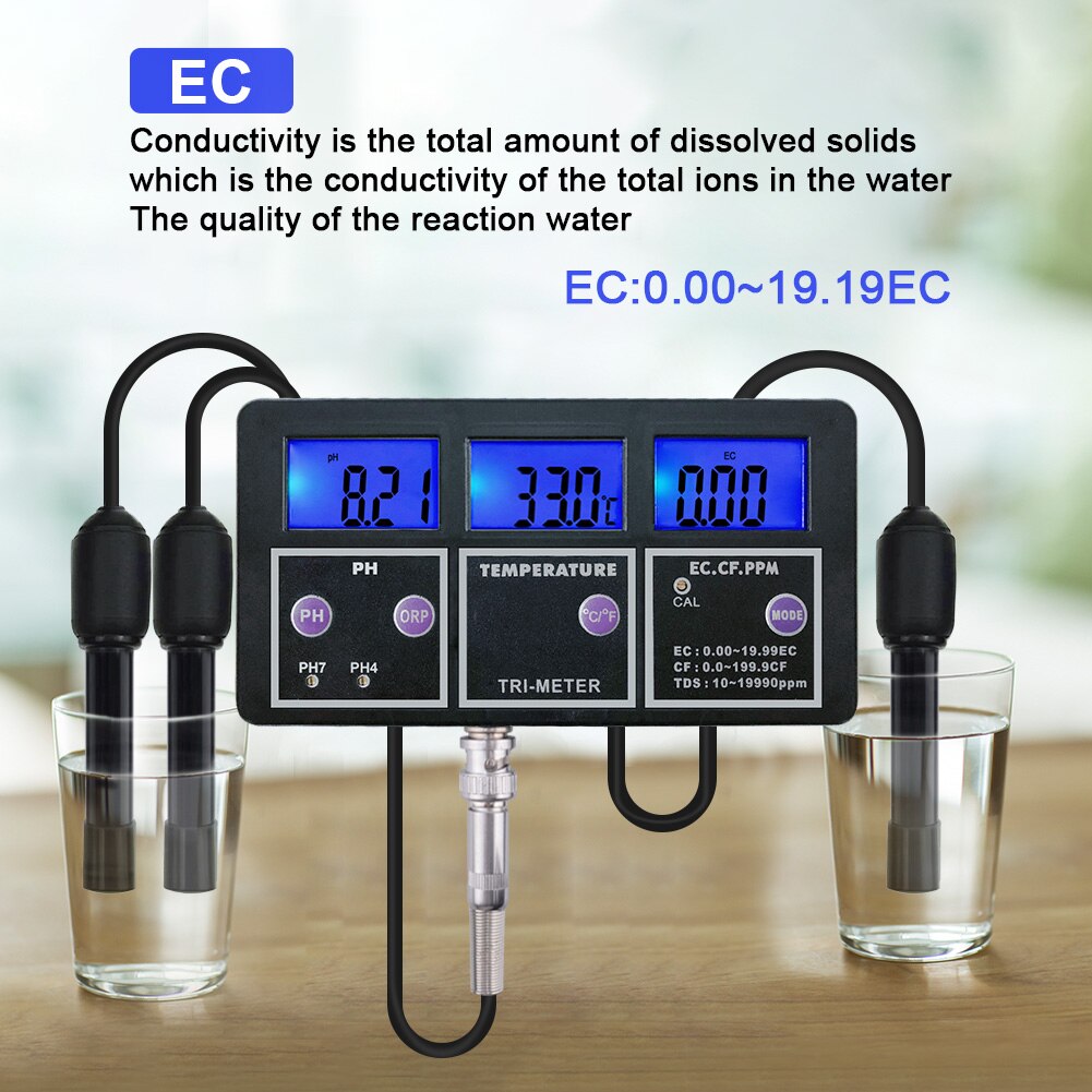 New 5 In 1 PH/ORP/TDS/EC/TEMP Meter PH-117 Multi-parameter Water Quality Monitor ATC Online Aquarium Fish Tank Monitor