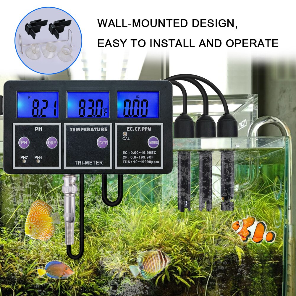 New 5 In 1 PH/ORP/TDS/EC/TEMP Meter PH-117 Multi-parameter Water Quality Monitor ATC Online Aquarium Fish Tank Monitor