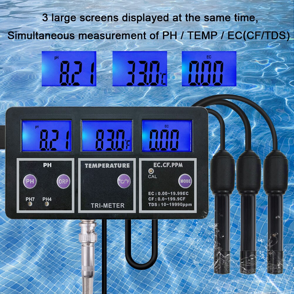 New 5 In 1 PH/ORP/TDS/EC/TEMP Meter PH-117 Multi-parameter Water Quality Monitor ATC Online Aquarium Fish Tank Monitor