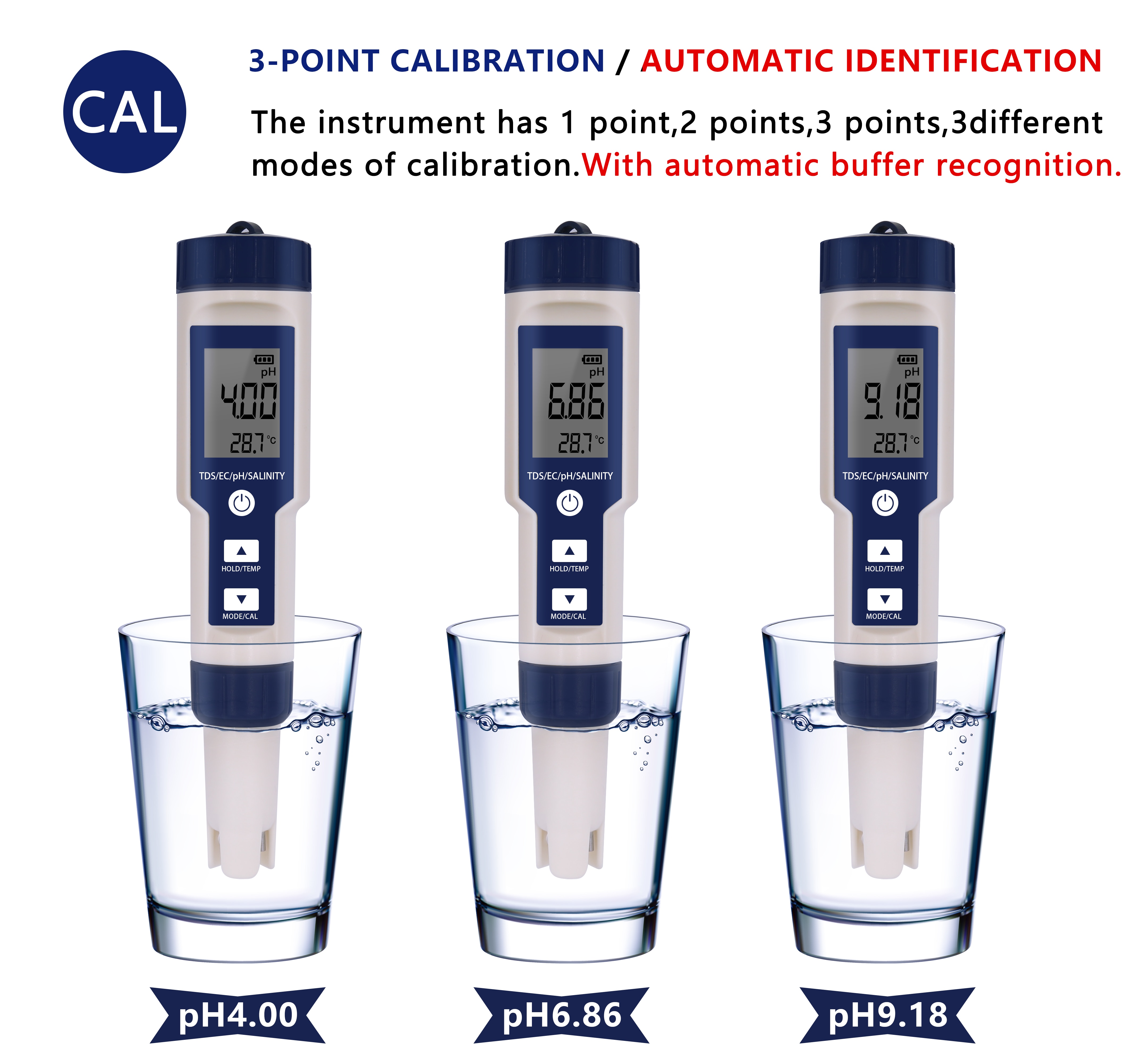 5 in 1Digital Meter pH EC TDS Salinity Temperature Water Quality Food Beverages Salt Content Aquarium Seawater ATC Meter