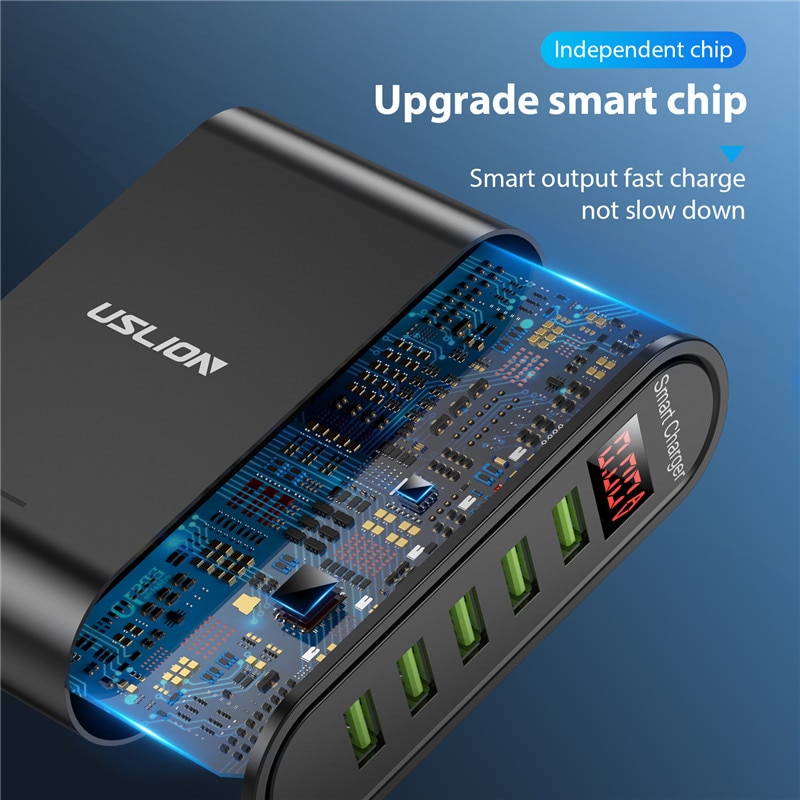 5 Port USB Charger For Xiaomi LED Display Multi USB Charging Station Universal Phone Desktop Wall Home EU US UK Plug