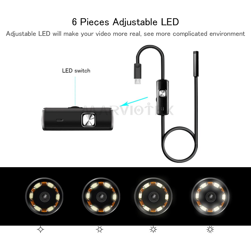 5.5mm 1M/1.5M 6 LED Endoscope Mirco USB Endoscope Camera Android Waterproof Pipeline PCB PC Inspection Mini Camera Endoscope HD