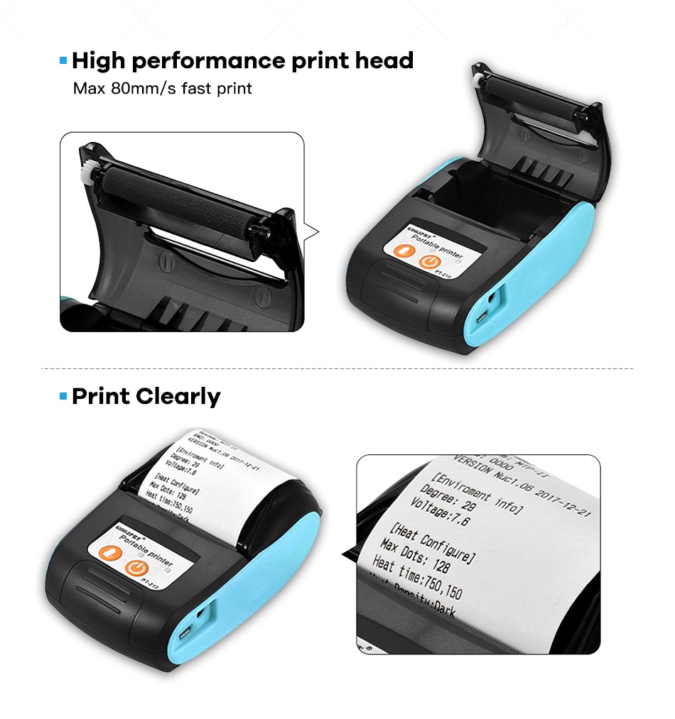 58mm Bluetooth Thermal Printer Mini Wireless Mini Protable Printer Notes Receipt Phone Printer Android iOS Phone Demo App