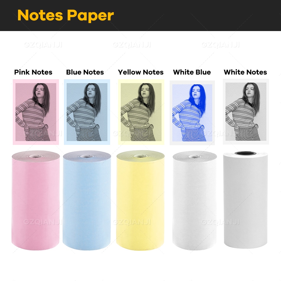 58mm White Thermal Label Sticker Paper Roll Notes Paper and Case for Peripage A6 Portable Bluetooth Printer Paper Printing