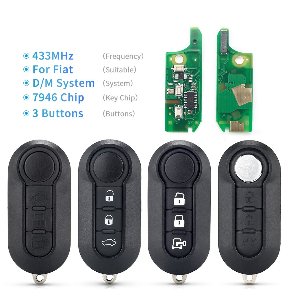 5pcs Marelli/Delphi BSI System Car Flip Smart Remote Key For Fiat 500L Ducato Citroen Jumper Peugeot Boxer 433MHz PCF7946