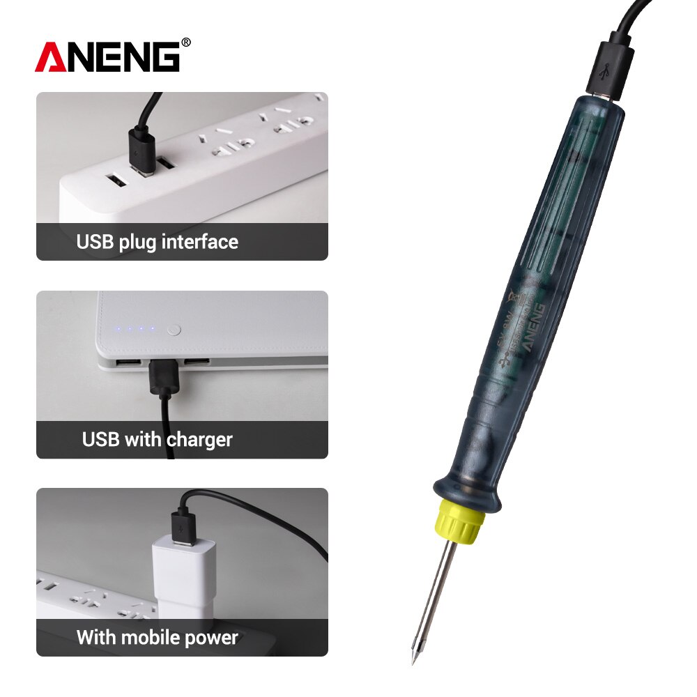 5V 8W Portable USB Soldering Iron Pen Electric Powered Solders Station Welding Equipment Tools Mini Tip Button Switch