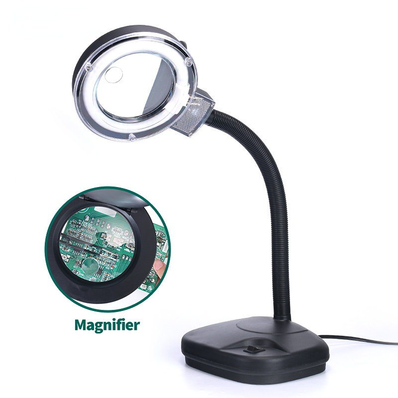 YIHUA 239 5X 10X Magnifying Glass Light Flexible Magnifier Lamp Reading/Rework/Soldering Table Lamp 220V EU 110V US Plug
