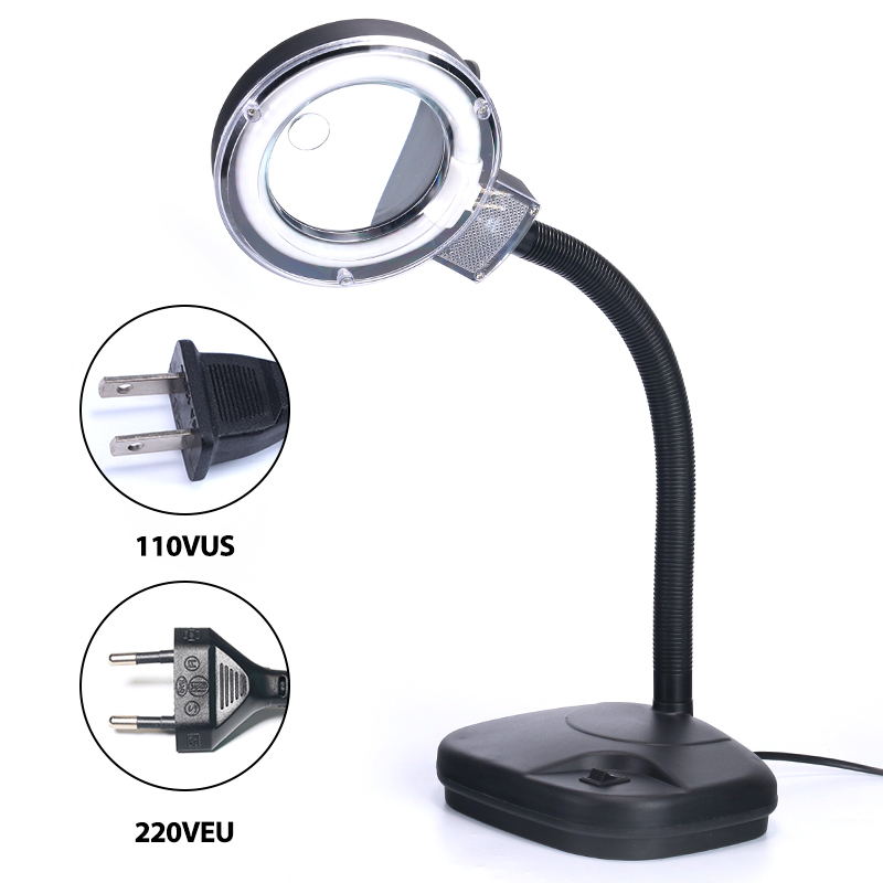 YIHUA 239 5X 10X Magnifying Glass Light Flexible Magnifier Lamp  Reading/Rework/Soldering Table Lamp 220V EU 110V US Plug