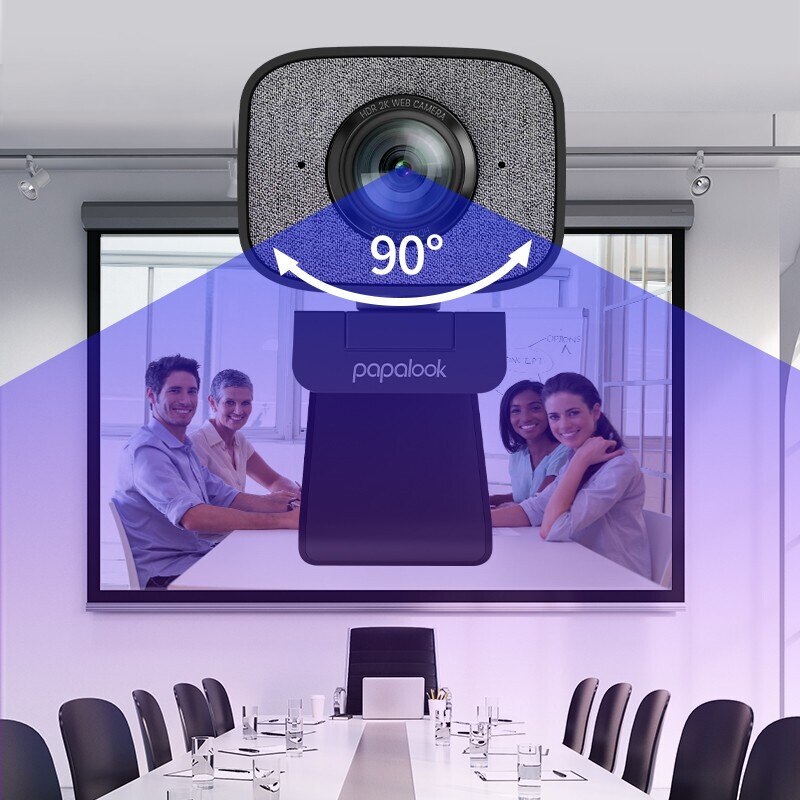 60FPS 1080P Webcam PC, PAPALOOK PA930 2K HDR Streaming Live Web Camera with Dual Stereo Mic 90Degree Angle for OBS/SKYPE/ZOOM