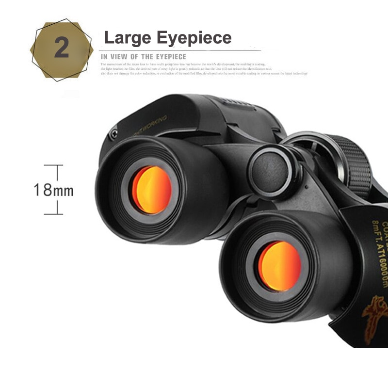 60x60 High Power Binoculars With Coordinates BAK4 Portable Telescope LowLight Night Vision For Hunting Sports Travel Sightseeing