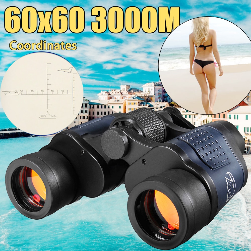 60x60 High Power Binoculars With Coordinates BAK4 Portable Telescope LowLight Night Vision For Hunting Sports Travel Sightseeing