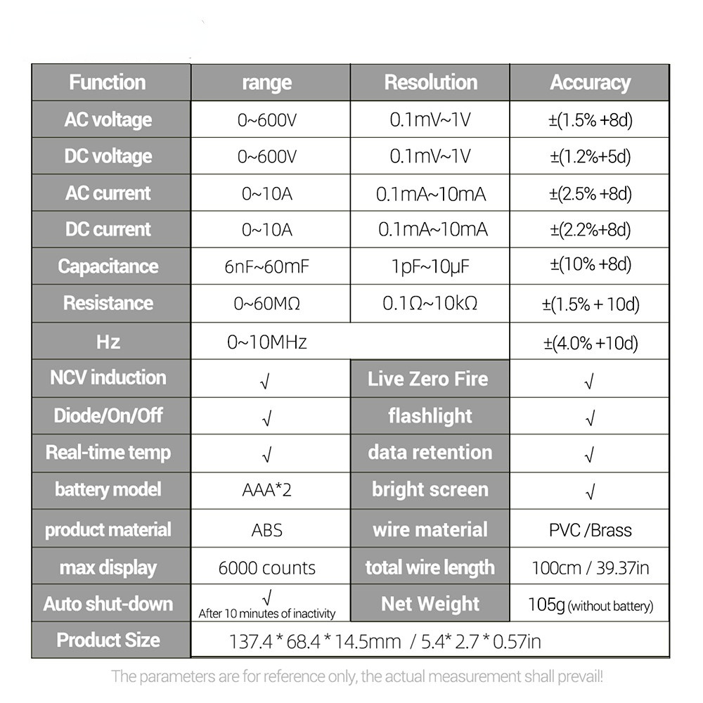 ANENG 616 Large Screen Backlight Multímetro Digital Intelligent Multimeter 6000 Counts Mini Portable Multímetro AC/DC Test Tools