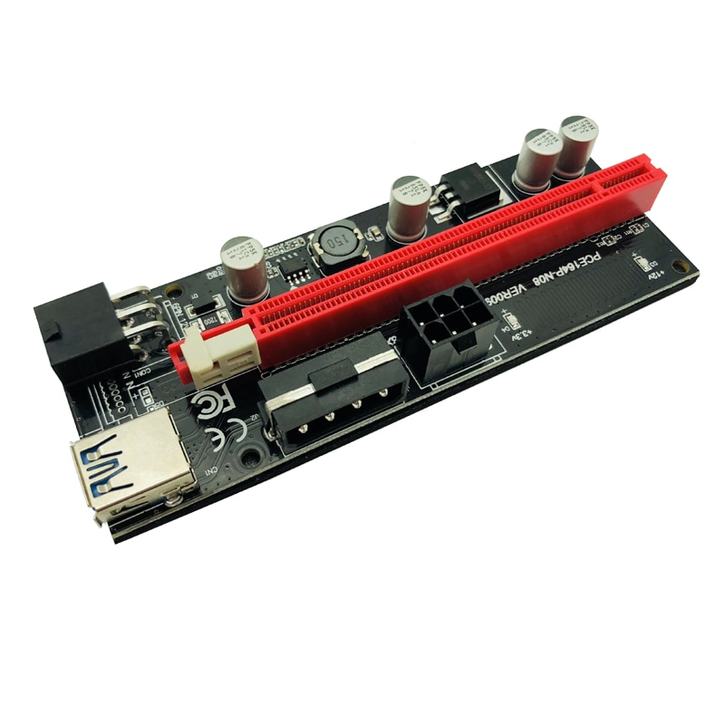 6pcs Newest VER009 USB 3.0 PCI-E Riser VER 009S Express 1X 4x 8x 16x Extender Riser Adapter Card SATA 15pin to 6 pin Power Cable